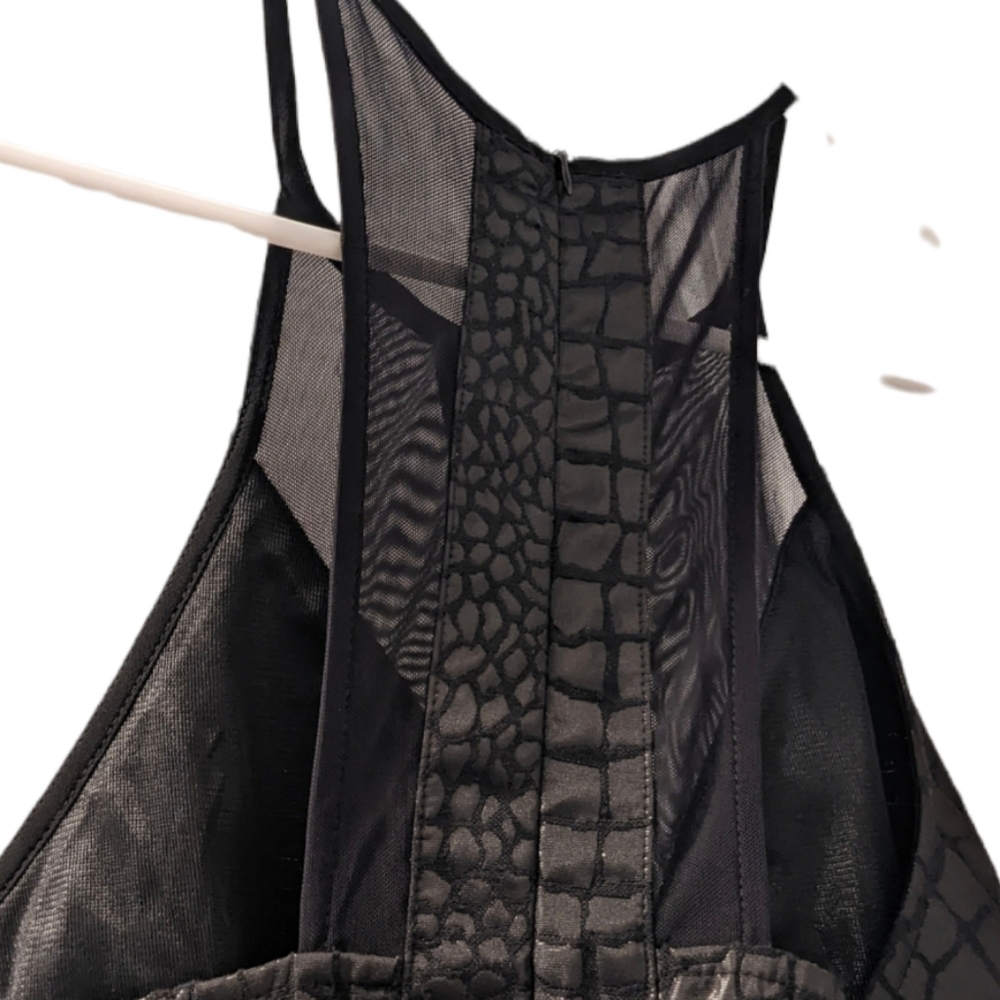 ASTR Black Faux Leather Croc Embossed Racerback Dress M - Picture 5 of 6
